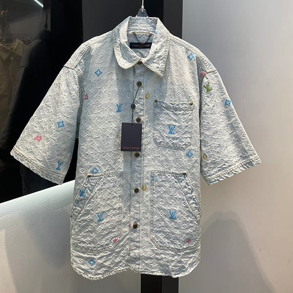 おすすめルイヴィトン 半袖デニムワークウエアシャツ n級品 vuk35520
